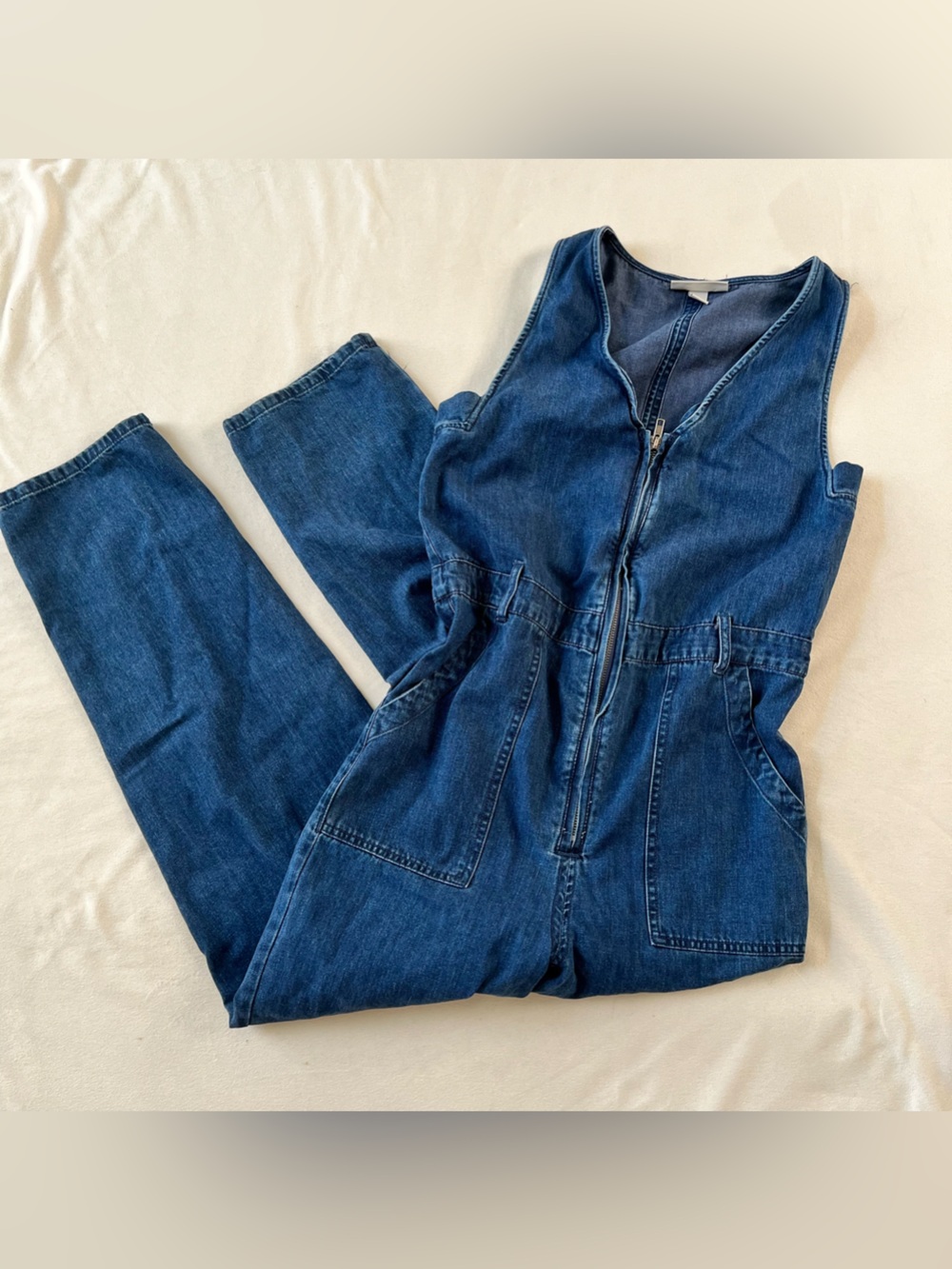 Rachel Comey Indigo Denim Piece Jumpsuit Tracksuit 70s Chic Biker Summer Urban